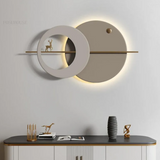 Decorative Designer Deer Circle Metal Wall Art With LED - 40 Inch