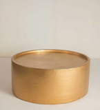 Metal Drum Hammered Golden Coffee Table