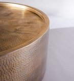 Metal Drum Hammered Golden Coffee Table