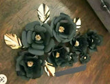 Black And Golden Antique Floral Modern Wall Art - 48 Inch