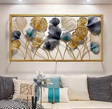 Golden Rectangular Modern Floral Designer Wall Art For Home Decor - 48 Inch