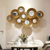 Metal Iron Wall Decorative Golden Wall Art With Mirror Minimalist Designer Wall Art