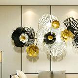 Black & White with a Dash of Gold Wild Large Floral Metal Wall Art – 48 Inch