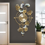 Golden Foral Designer Modern Decorative Vertical Wall Clock