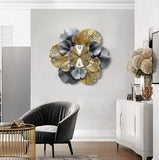 Round Feather Petal Decorative Multi Color Wall Clock - 22 Inch