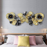 Luxury Nordic Style Gold Metal Floral Leaf Wall Art for Home and Hotel Decoration