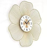 Golden Metal Wire Flower Wall Clock - 20 Inch - Elegant Decorative Home Accent