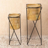 Iron Golden Etching Designer Modern Planter Set