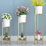 White & Golden Metal Planter Set