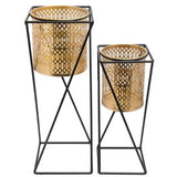 Iron Golden Etching Designer Modern Planter Set