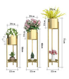 White & Golden Metal Planter Set