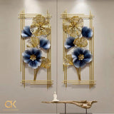Golden Ginko Vertical Modern Iron Wall Art – Set of 2